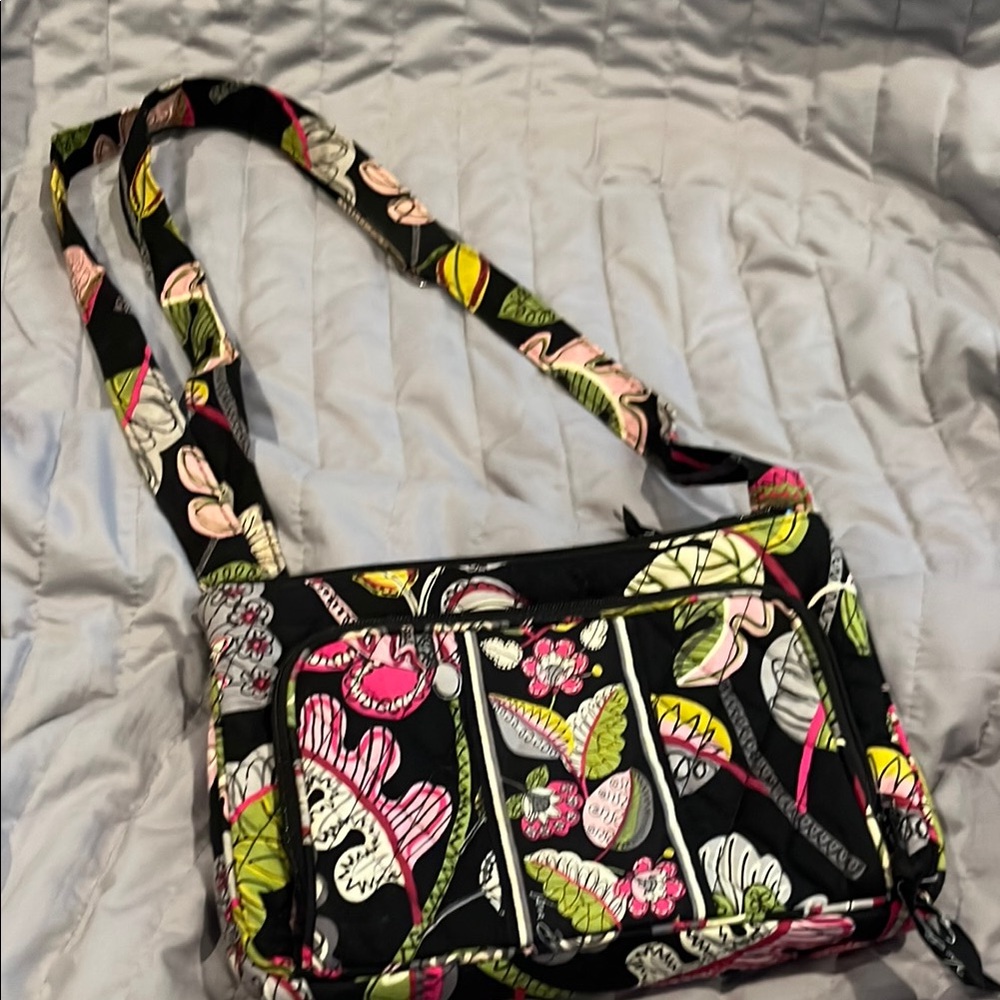 Vera Bradley Moon Blooms Floral Black Crossbody Bag